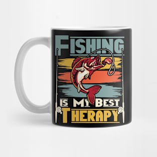 FISHING IS MY BEST THERAPY Retro Vintage Mug